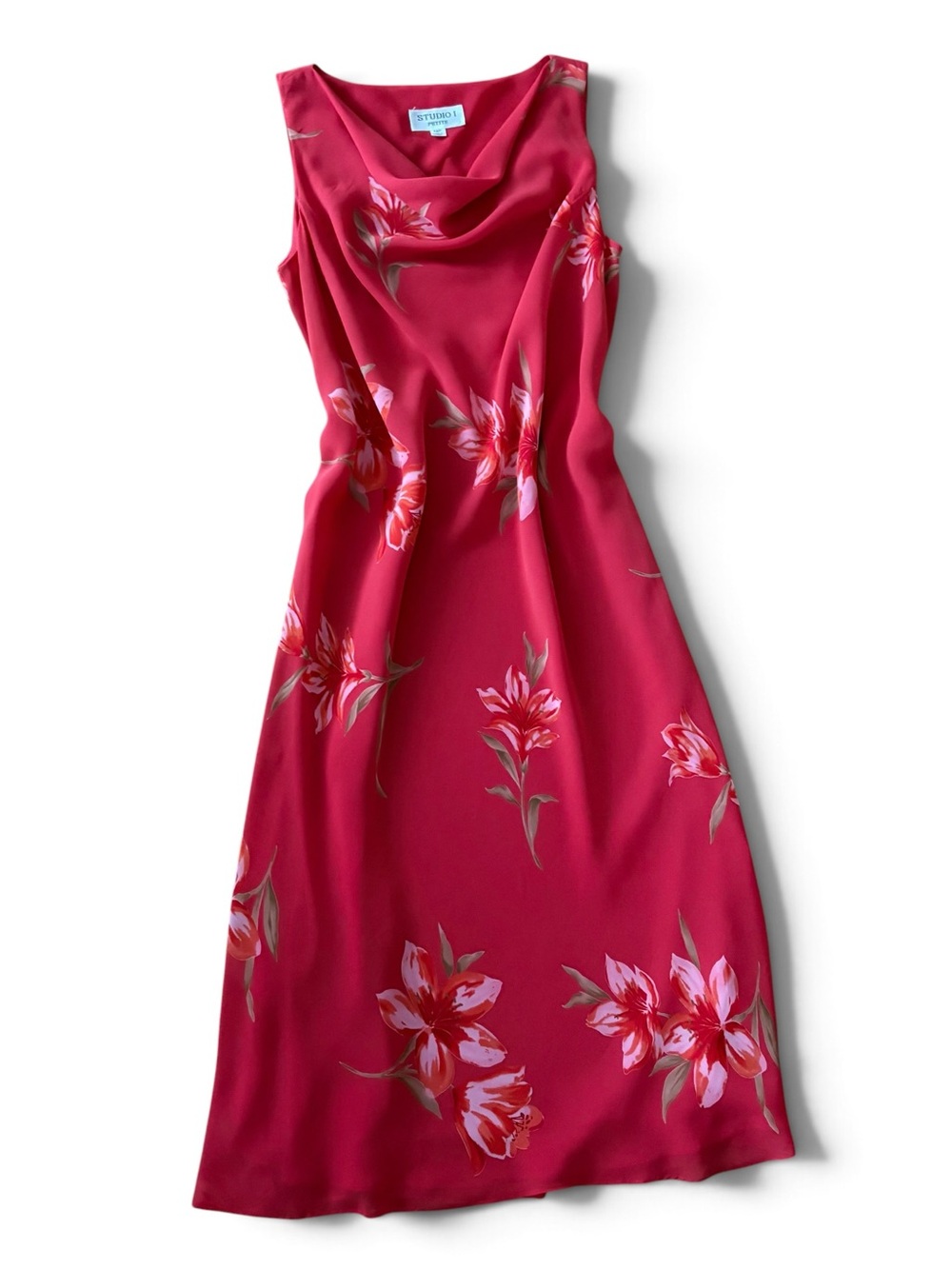 Y2K Vintage Fall Floral Cowl Neck Midi Dress